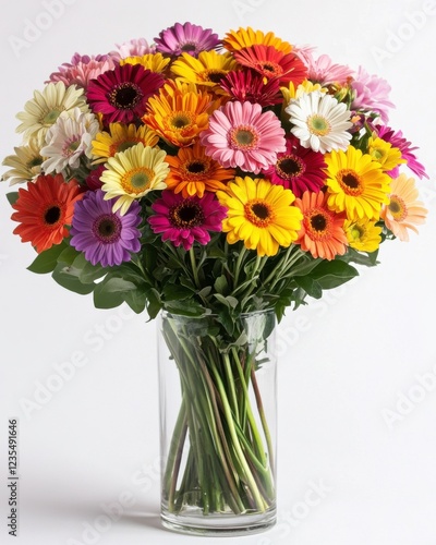 Wallpaper Mural A vibrant bouquet of multicolored gerbera daisies in a clear vase, radiating joy and freshness, perfect for brightening any space. Torontodigital.ca