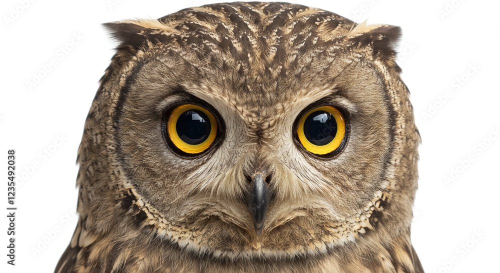 Obraz premium Close up Portrait of a Majestic Owl with Bright Yellow Eyes Wildlife Photography