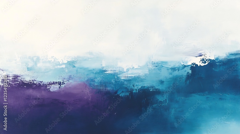 Fototapeta premium Serene Teal Purple Abstract Painting Soft Light. AI Generated