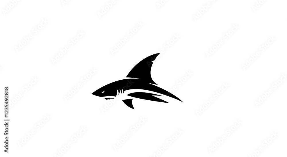Naklejka premium Powerful Shark Silhouette Fierce Predator Aquatic Animal Design Graphic