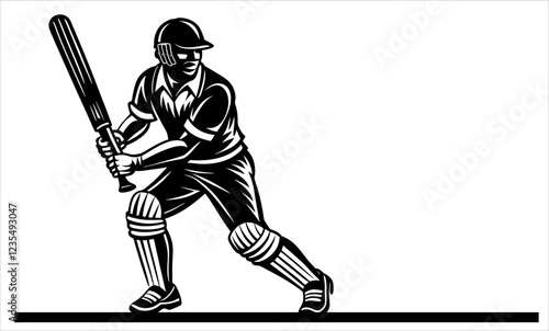 ilustrasi sport Cricket silhouette vektor