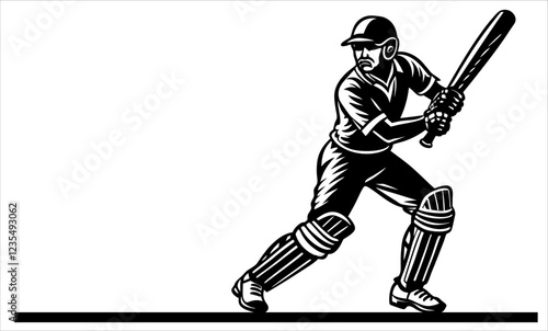 ilustrasi sport Cricket silhouette