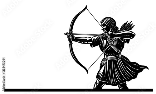 ilustrasi 	Archery silhouette vektor