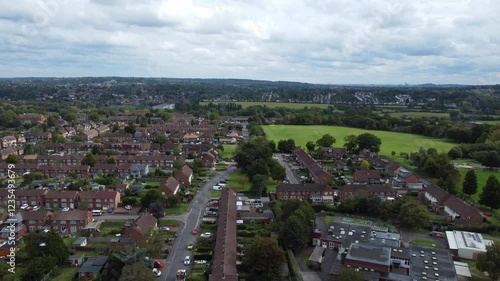 Wallpaper Mural South Watford City Which is Located in North London During Mostly Cloudy and Rainy Day of September 29th, 2024 from Medium High Altitude with Drone's Camera Torontodigital.ca