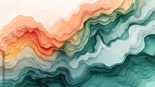 Wallpaper Mural Abstract Warm Colored Waves Flowing Softly. AI Generated Torontodigital.ca