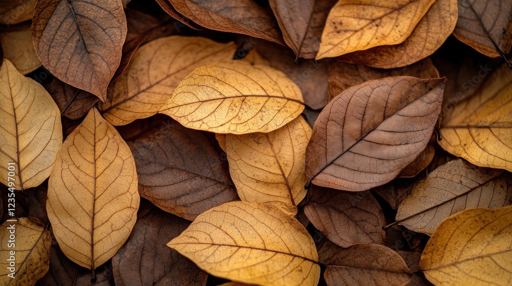 Autumnal background of dried leaves in brown and gold tones. Autumnal background of dried leaves in brown and gold tones.