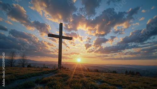 Cross on the Hilltop: A Symbol of Hope in the Sunlight