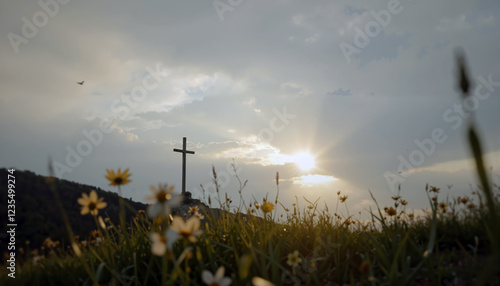 Cross on the Hilltop: A Symbol of Hope in the Sunlight
