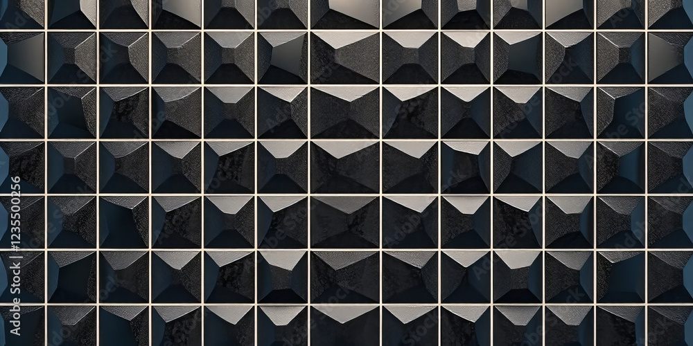 Modern Semigloss Triangular Tile Wall 3D Black Geometric Blocks