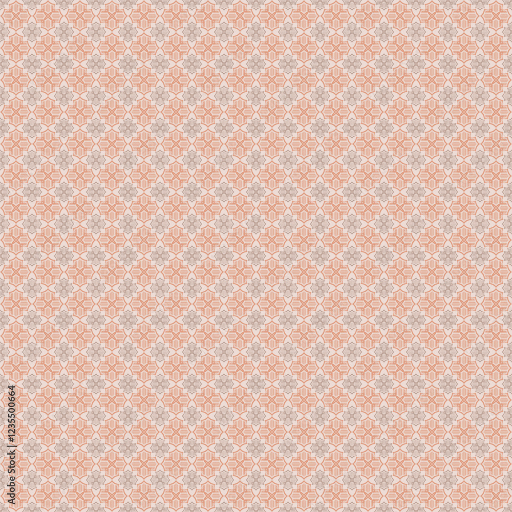 Elegant Geometric Floral Seamless Pattern in Warm Tones Elegant Geometric Floral Seamless Pattern in Warm Tones