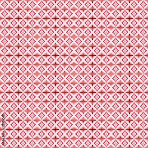 Red and White Diamond-Shaped Seamless Pattern Ikat