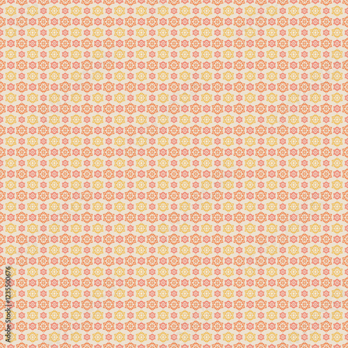 Delicate Floral Geometric Seamless Pattern in Warm Hues