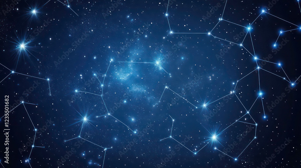 Starry night sky with constellations and nebulae. Starry night sky with constellations and nebulae.