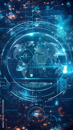 Imagen vertical de un mapa tecnologico del mundo ideal para fondos