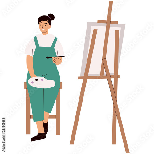 Character of People Painting. Isolated Vector Illustration with Flat Cartoon Design.