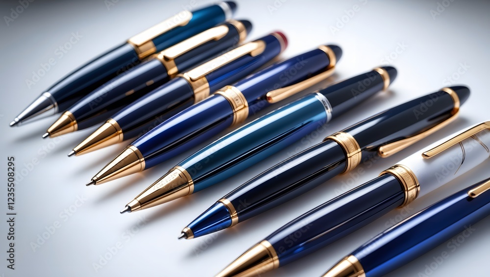 silver pens in white background silver pens in white background