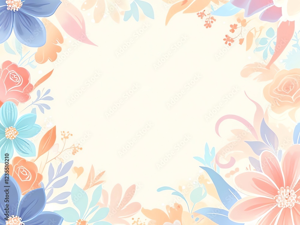 Pastel Floral Frame: A Delicate Springtime Design Pastel Floral Frame: A Delicate Springtime Design