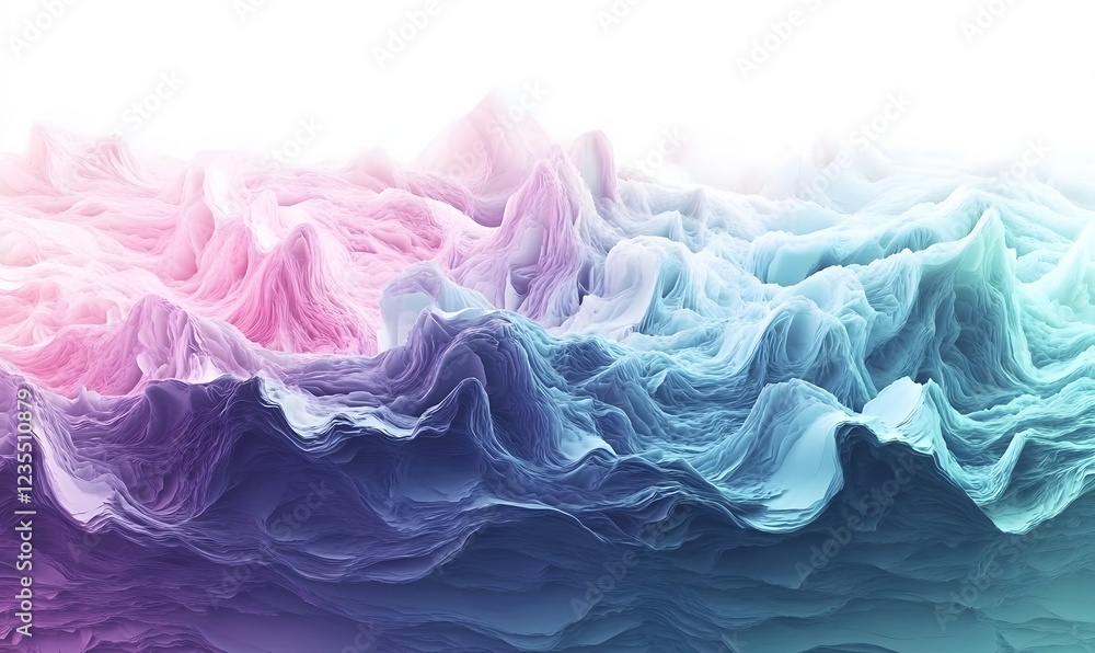 Fototapeta premium Abstract pastel landscape, wavy texture, soft light, digital art, website background