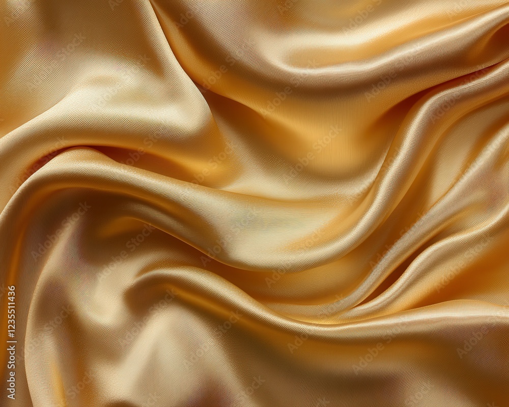 Fototapeta premium Soft Golden Silk Fabric with Elegant Flowing Texture and Depth