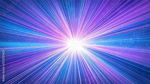 魔法のようなキラキラ 宇宙風サンバースト 青紫色 水色 近未来の雰囲気 背景素材 16:9サイズ AI生成素材	
