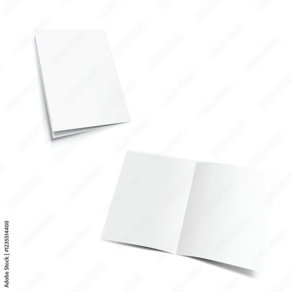 Realistic Blank Brochure and Booklet Mockup Set on White Background Vector Realistic Blank Brochure and Booklet Mockup Set on White Background Vector