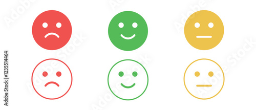 Feedback Emojis: Positive, Negative, Neutral Emotions - Vector Graphics for UI/UX