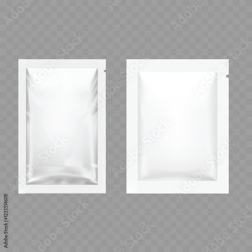 Realistic Blank Pouch and Sachet Packaging Mockup Set on Transparent Background Vector