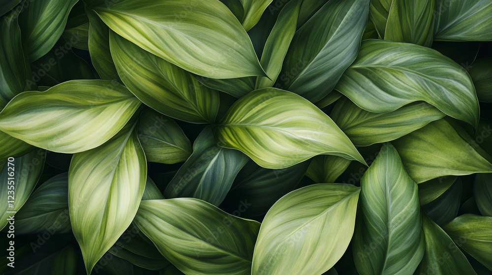 A dense flat lay of fresh green leaves, showcasing various shades of lush green for a natural, vibrant theme. A dense flat lay of fresh green leaves, showcasing various shades of lush green for a natural, vibrant theme.