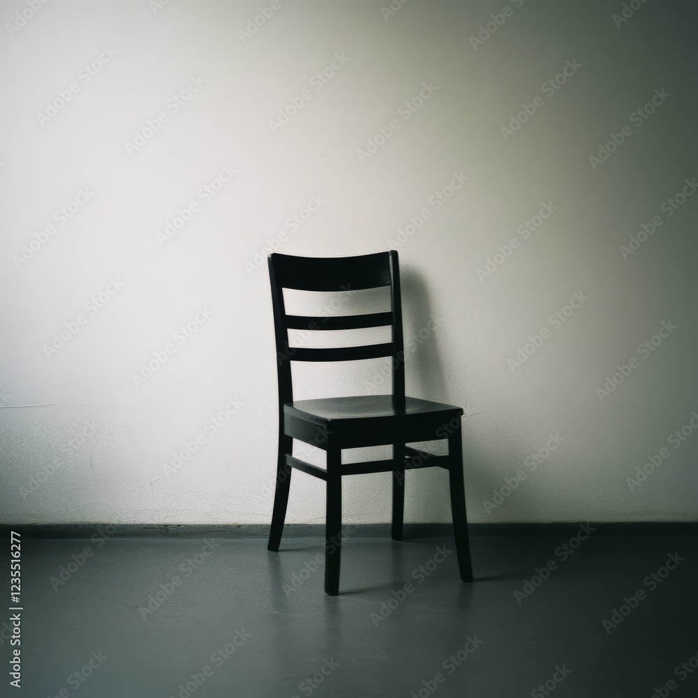 A chair in an empty room leading to copy space. A chair in an empty room leading to copy space.