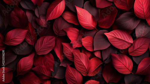 Wallpaper Mural A dense flat lay of leaves with a bold red color theme, blending crimson, scarlet, and burgundy hues. Torontodigital.ca