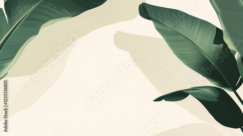 A tropical-themed PowerPoint template with large, bold green leaves.