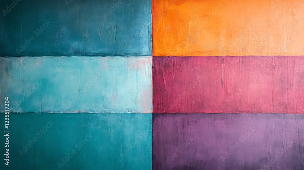 Fototapeta premium Vibrant teal orange purple abstract art texture background. AI Generated