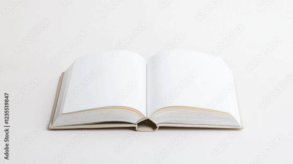 Open Book with Blank Pages and Beige Cover Open Book with Blank Pages and Beige Cover