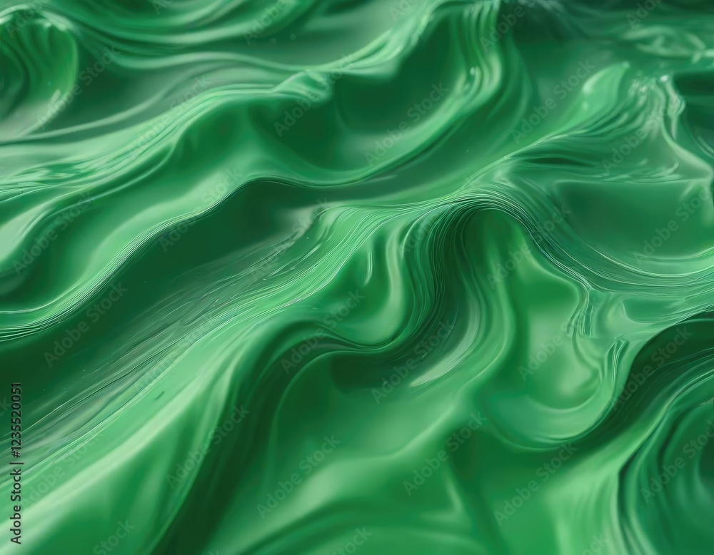Obraz premium Abstract liquid green pattern with wave-like shapes, gradient, green