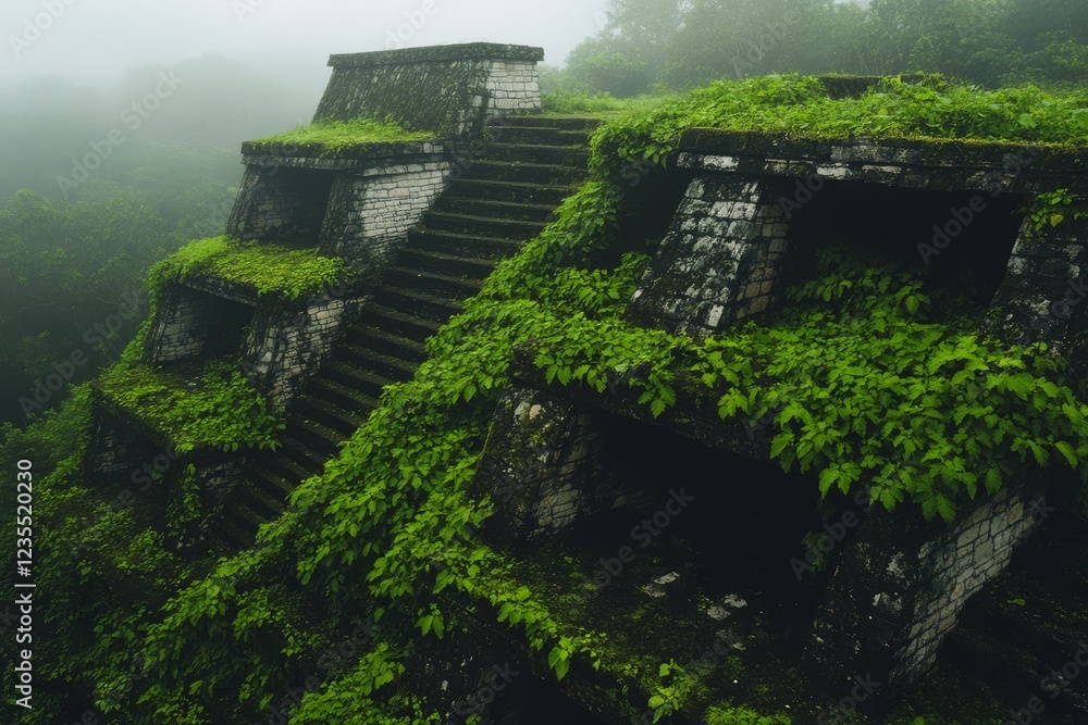 A close-up shot of a Mayan temple in Tikal National Park, Guatemala, with copy space. A close-up shot of a Mayan temple in Tikal National Park, Guatemala, with copy space.