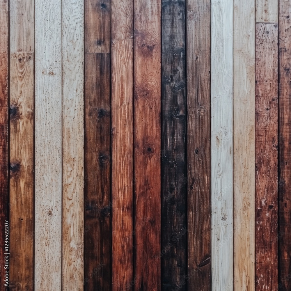 Naklejka premium Rustic Wooden Wall Paneling Brown Gray and Beige Wood Texture Background