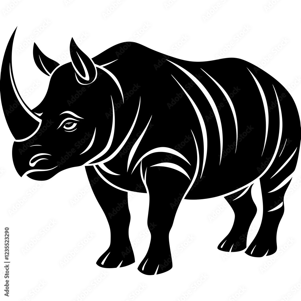 Rhinoceros Silhouette vector with white background Rhinoceros Silhouette vector with white background