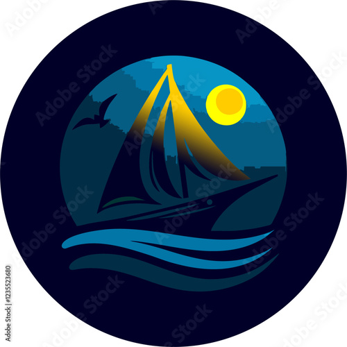 sailboat logo vector art photo