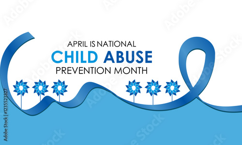 Vector graphic of National Child Abuse Prevention Month is April. An opportunity to inform, defend children, and promote their safety and development. Banner poster, flyer and background design.