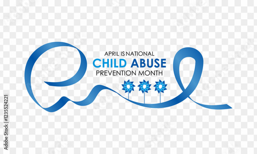 Vector graphic of National Child Abuse Prevention Month is April. An opportunity to inform, defend children, and promote their safety and development. Banner poster, flyer and background design.