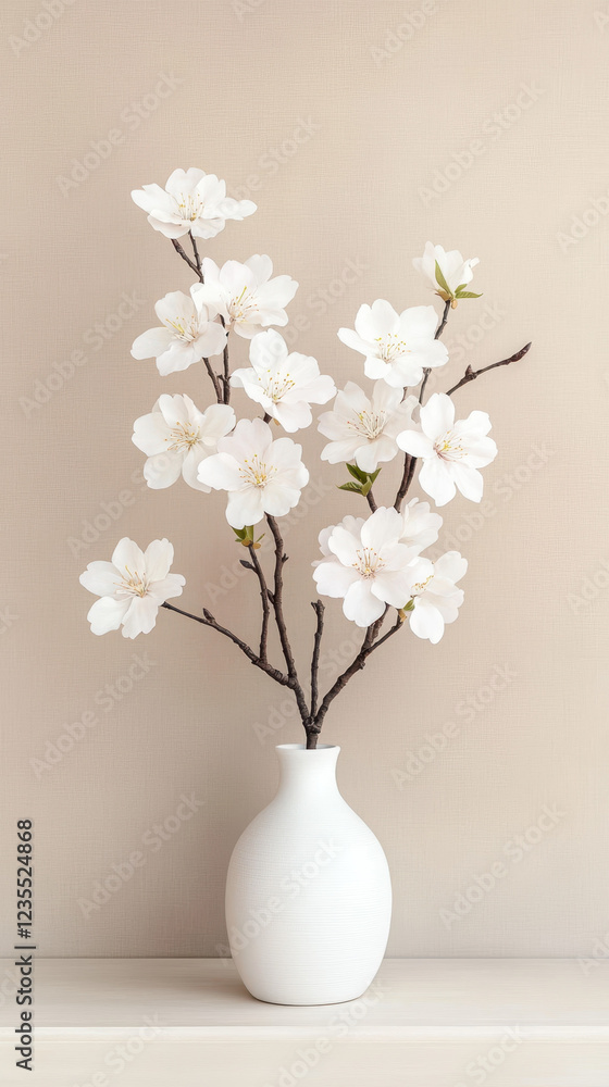 custom made wallpaper toronto digitalbeautiful white flower branch in simple vase against neutral background