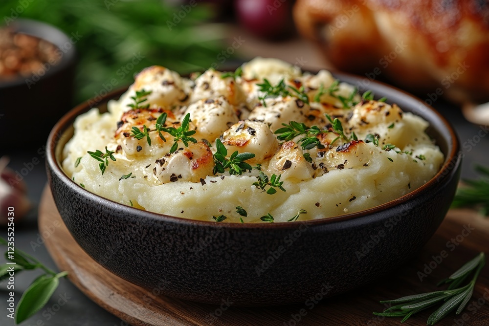 Creamy Mashed Potatoes with Feta, Thyme, Roast Chicken Creamy Mashed Potatoes with Feta, Thyme, Roast Chicken