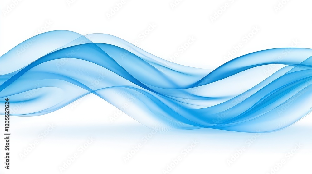 Soft Blue Abstract Waves Flowing Smoothly Across A White Background Soft Blue Abstract Waves Flowing Smoothly Across A White Background