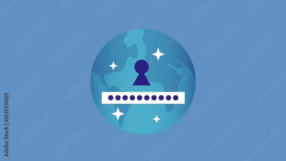 Planet With Password Cyber Security Technology 2d Animation with Alpha Matte Planet With Password Cyber Security Technology 2d Animation with Alpha Matte