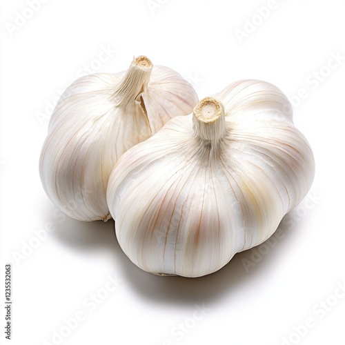 Fresh Garlic Bulbs on White Background for Culinary Uses and Healthy Cooking Inspiration