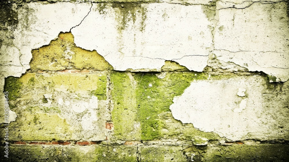 Obraz premium Aging Concrete Wall with Cracks and Discoloration Details