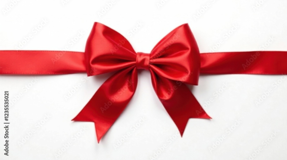 A vibrant red satin ribbon tied in a classic bow, elegantly presented on a pristine white background, perfect for adding a touch of festive cheer to any design project. A vibrant red satin ribbon tied in a classic bow, elegantly presented on a pristine white background, perfect for adding a touch of festive cheer to any design project.