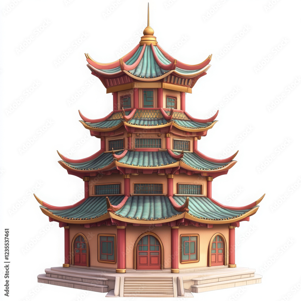 colorful pagoda with intricate details and layered roofs, showcasing traditional architecture colorful pagoda with intricate details and layered roofs, showcasing traditional architecture