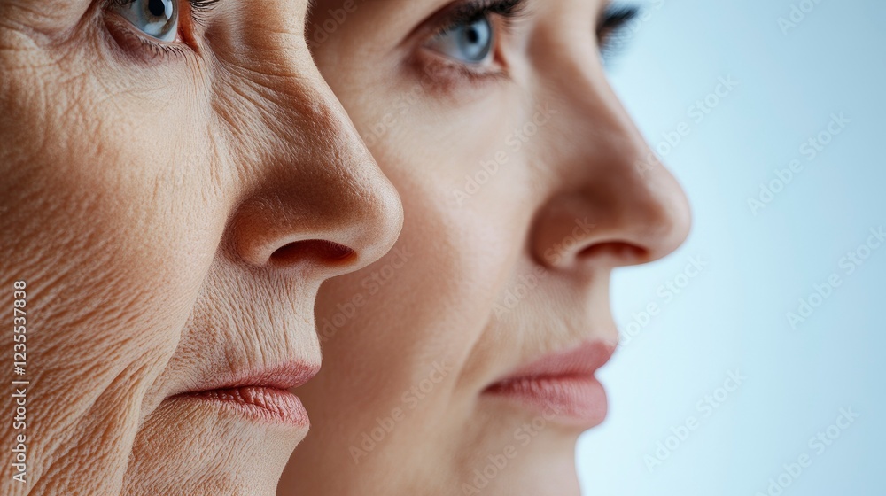 Obraz premium The Stages of Aging A Close-Up Profile of Three Generations