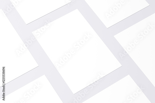 Bild auf Leinwand A4 White Paper Blank Mockup（A4白用紙複数枚モックアップ ｜ グレー背景）